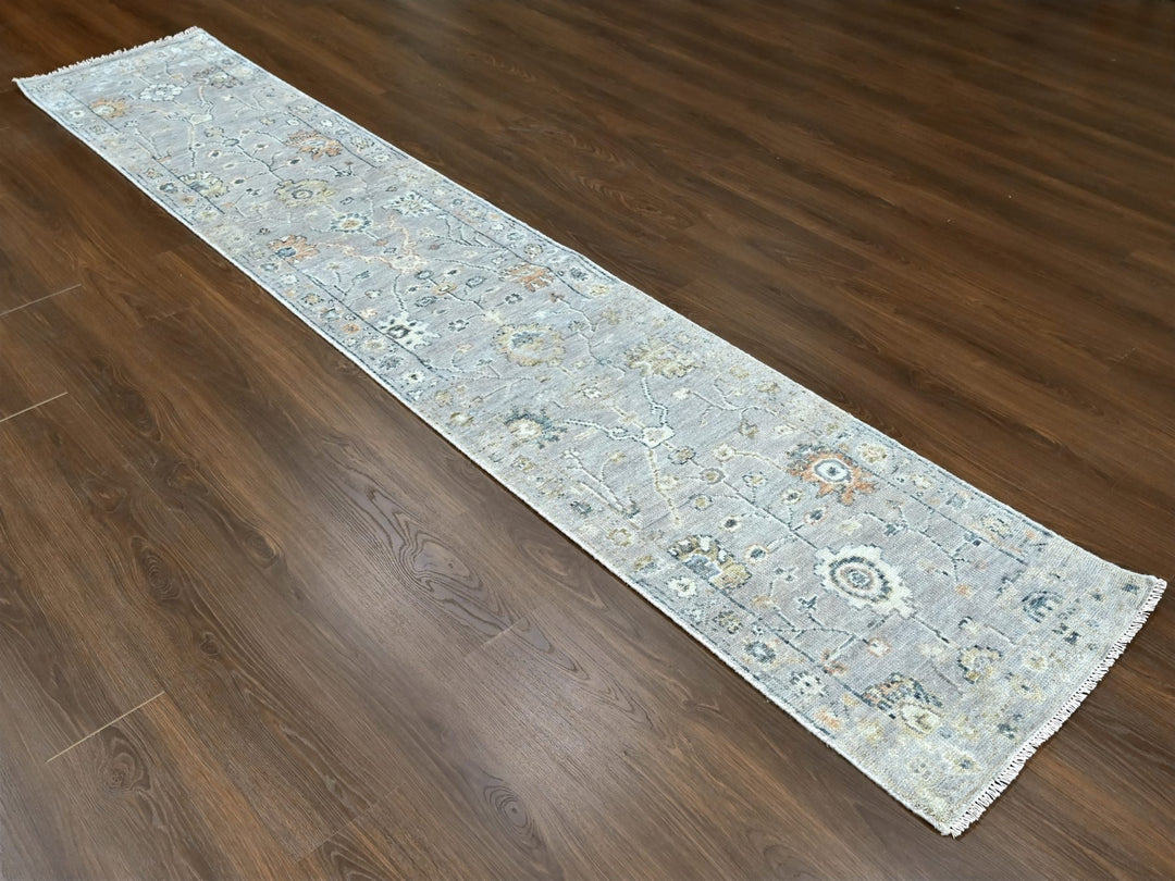 2'3" x 11'2" New Hand Knotted Grey Wool Runner Oriental Rug - MOA10210277