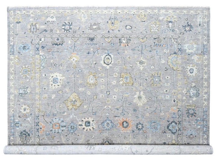 11'6" x 14'11" New Hand Knotted Grey Wool Rectangle Oriental Rug - MOA10210278