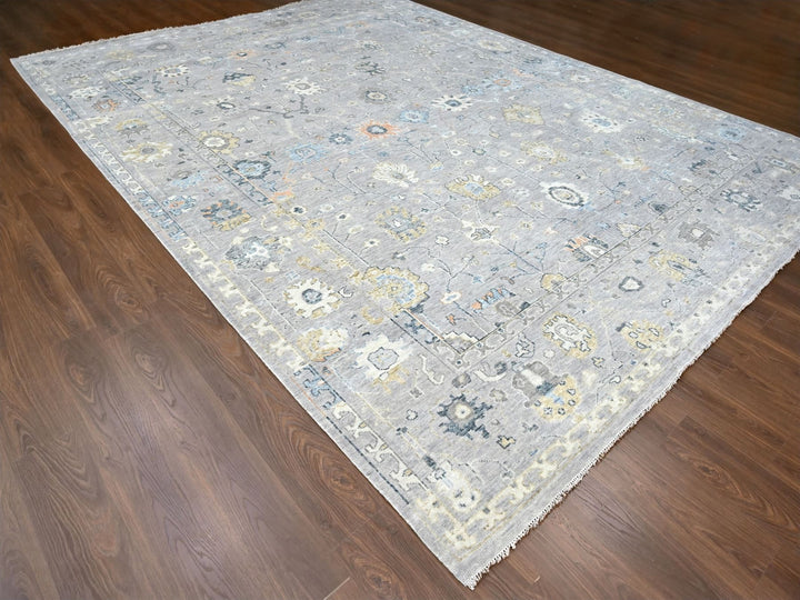 11'6" x 14'11" New Hand Knotted Grey Wool Rectangle Oriental Rug - MOA10210278