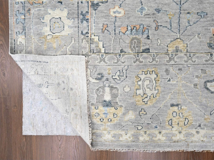 11'6" x 14'11" New Hand Knotted Grey Wool Rectangle Oriental Rug - MOA10210278