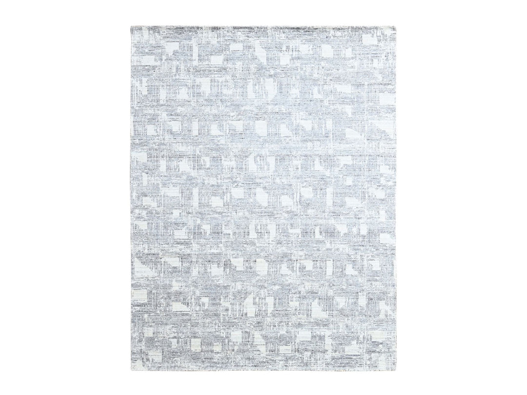 8'0" x 10'0" New Hand Loomed Ivory Wool & Silk Rectangle Oriental Rug - MOA10210280