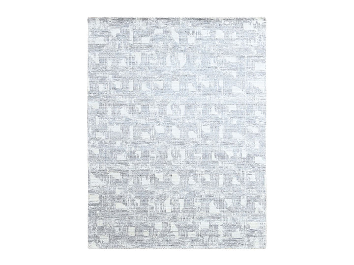 8'0" x 10'0" New Hand Loomed Ivory Wool & Silk Rectangle Oriental Rug - MOA10210280