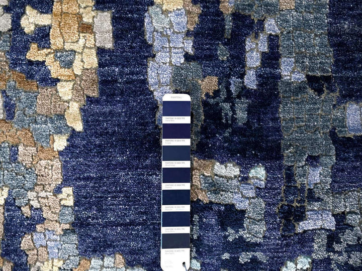 10'0" x 13'10" New Hand Knotted Blue Wool & Silk Rectangle Oriental Rug - MOA10210293