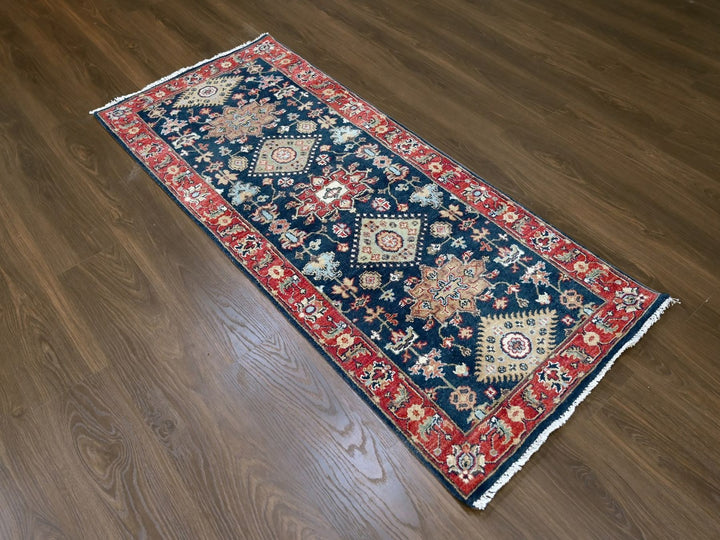 2'7" x 5'11" New Hand Knotted Blue Wool Runner Oriental Rug - MOA10210301