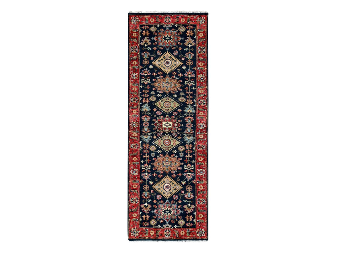 2'9" x 8'0" New Hand Knotted Blue Wool Runner Oriental Rug - MOA10210302