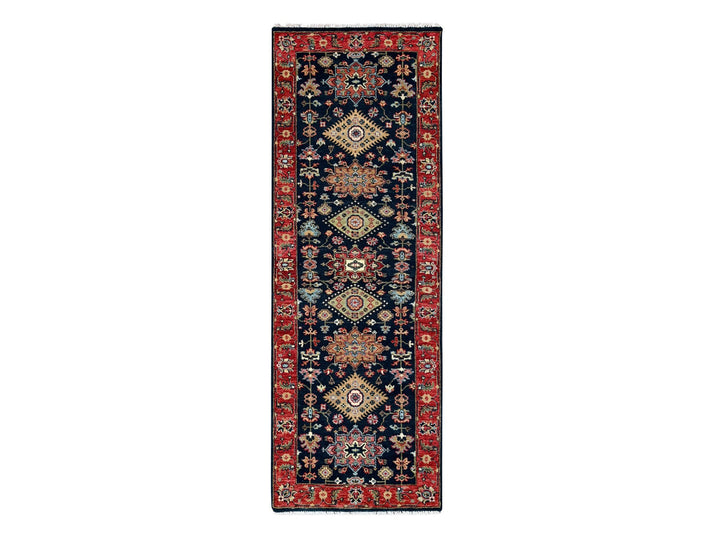 2'9" x 8'0" New Hand Knotted Blue Wool Runner Oriental Rug - MOA10210302