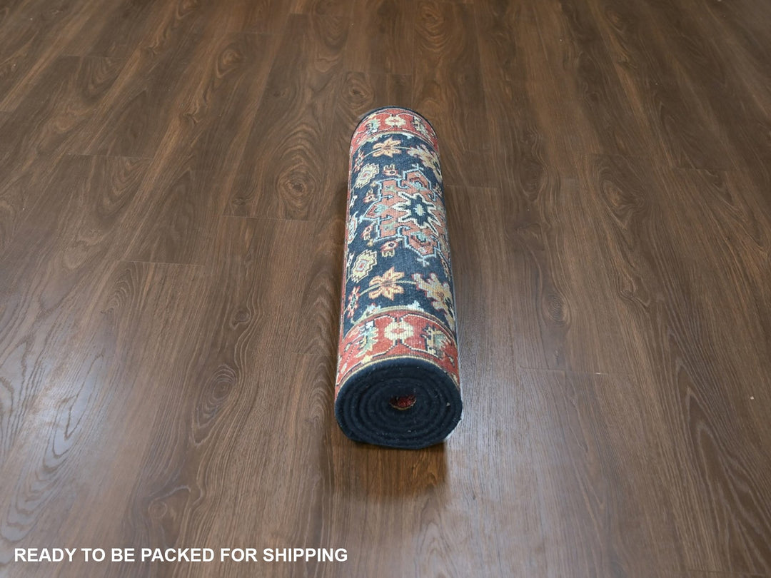 2'9" x 8'0" New Hand Knotted Blue Wool Runner Oriental Rug - MOA10210302