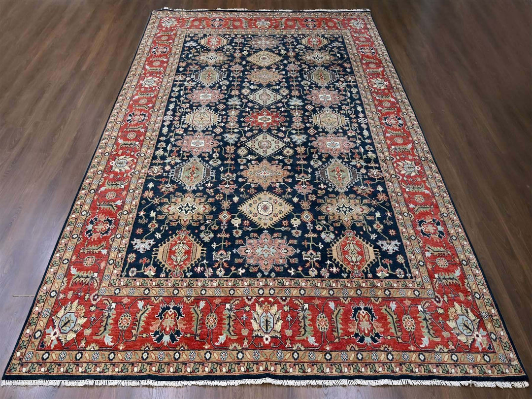 10'1" x 13'10" New Hand Knotted Blue Wool Rectangle Oriental Rug - MOA10210303