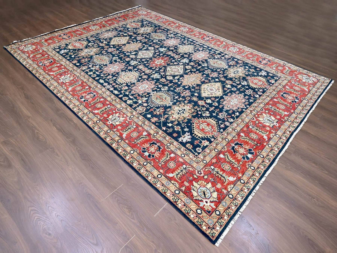 10'1" x 13'10" New Hand Knotted Blue Wool Rectangle Oriental Rug - MOA10210303