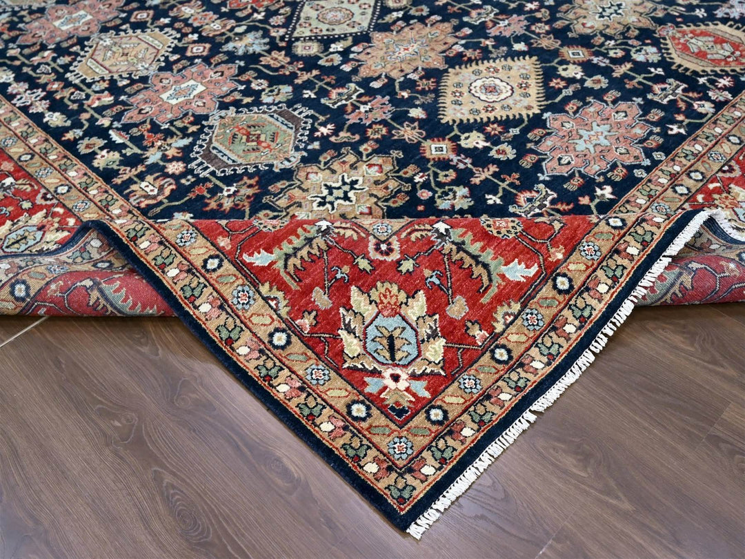 10'1" x 13'10" New Hand Knotted Blue Wool Rectangle Oriental Rug - MOA10210303