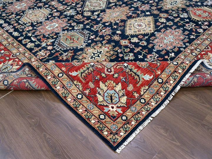 10'1" x 13'10" New Hand Knotted Blue Wool Rectangle Oriental Rug - MOA10210303