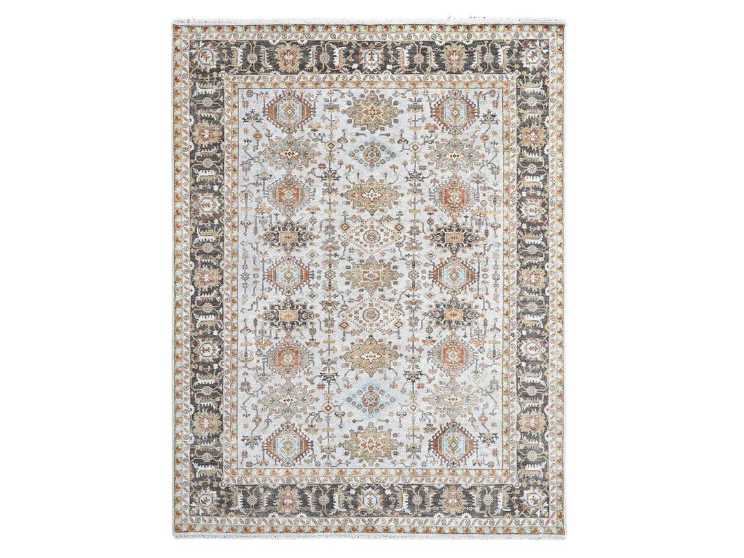 9'0" x 11'10" New Hand Knotted Grey Wool Rectangle Oriental Rug - MOA10210304