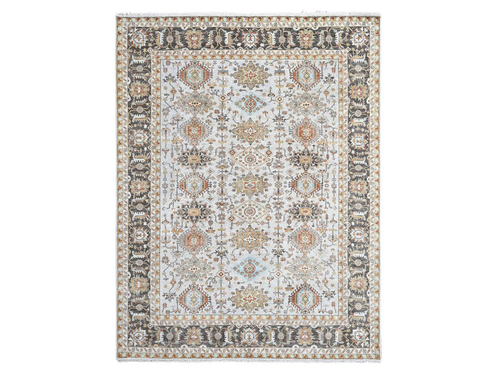 9'0" x 11'10" New Hand Knotted Grey Wool Rectangle Oriental Rug - MOA10210304