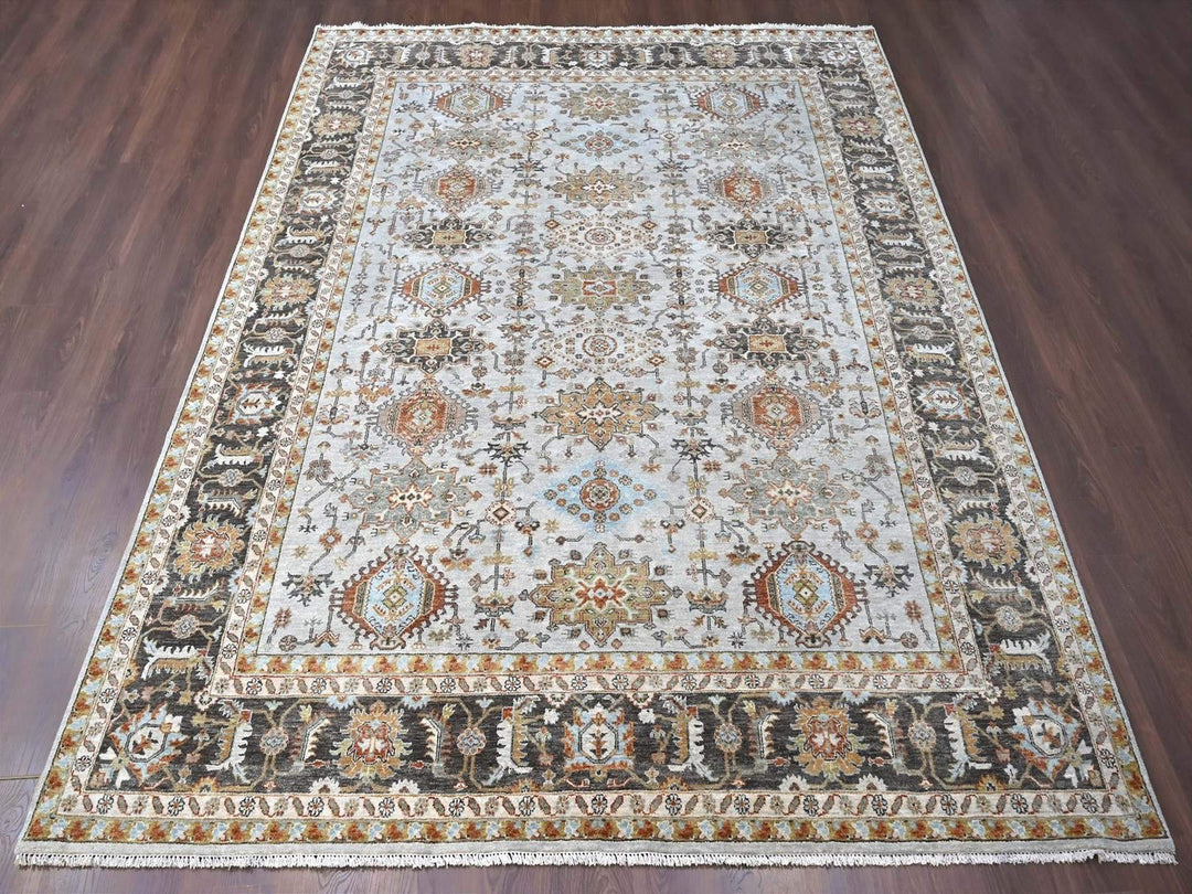 9'0" x 11'10" New Hand Knotted Grey Wool Rectangle Oriental Rug - MOA10210304