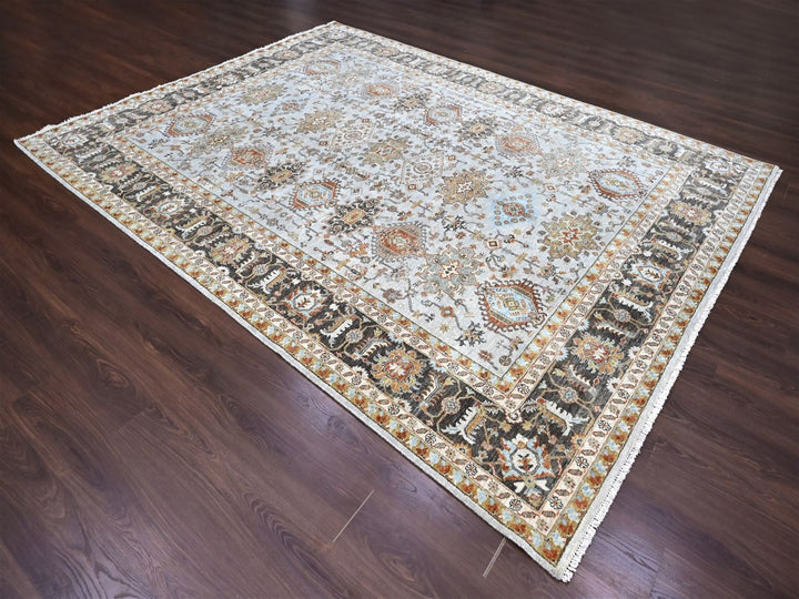 9'0" x 11'10" New Hand Knotted Grey Wool Rectangle Oriental Rug - MOA10210304