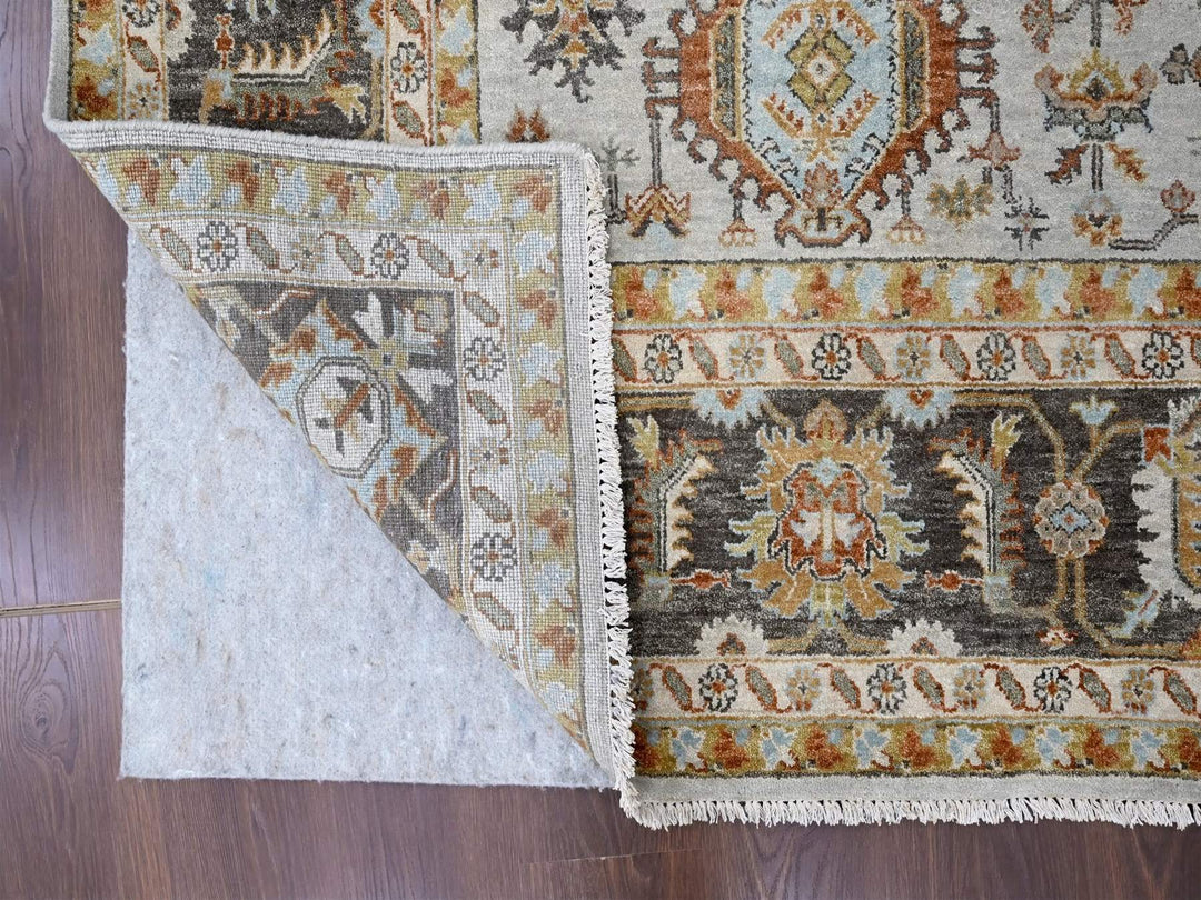9'0" x 11'10" New Hand Knotted Grey Wool Rectangle Oriental Rug - MOA10210304