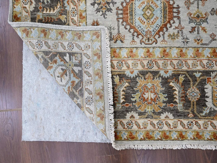 9'0" x 11'10" New Hand Knotted Grey Wool Rectangle Oriental Rug - MOA10210304