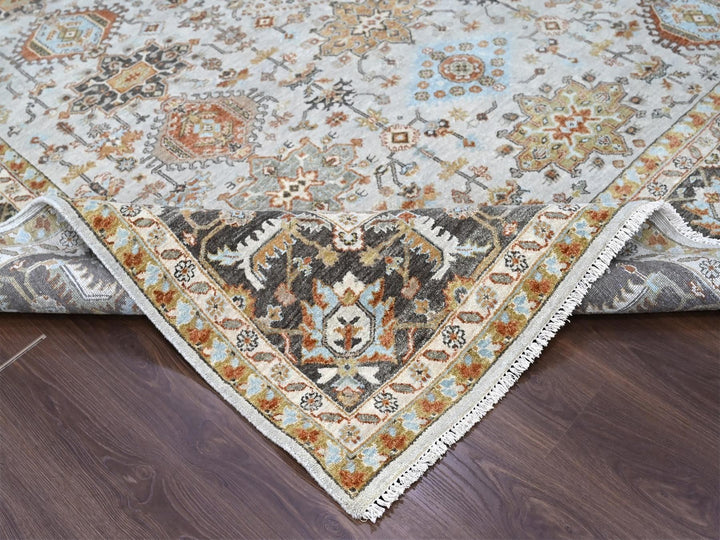 9'0" x 11'10" New Hand Knotted Grey Wool Rectangle Oriental Rug - MOA10210304