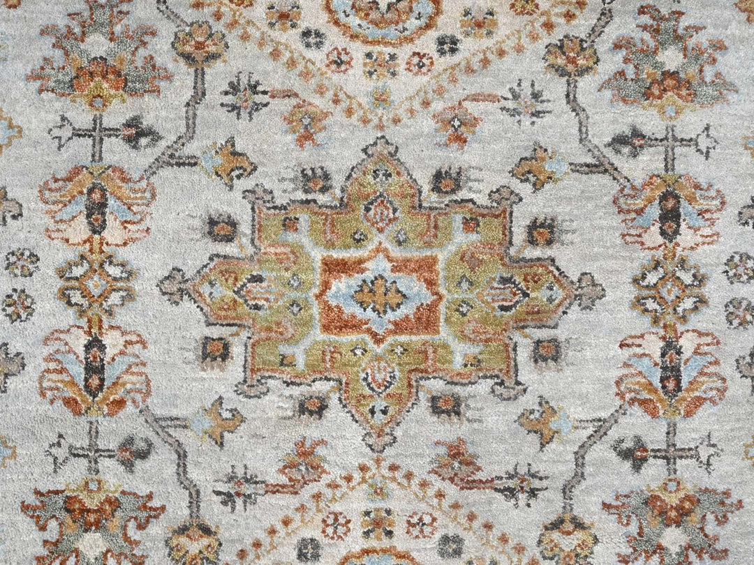 9'0" x 11'10" New Hand Knotted Grey Wool Rectangle Oriental Rug - MOA10210304