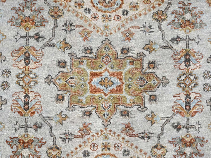 9'0" x 11'10" New Hand Knotted Grey Wool Rectangle Oriental Rug - MOA10210304