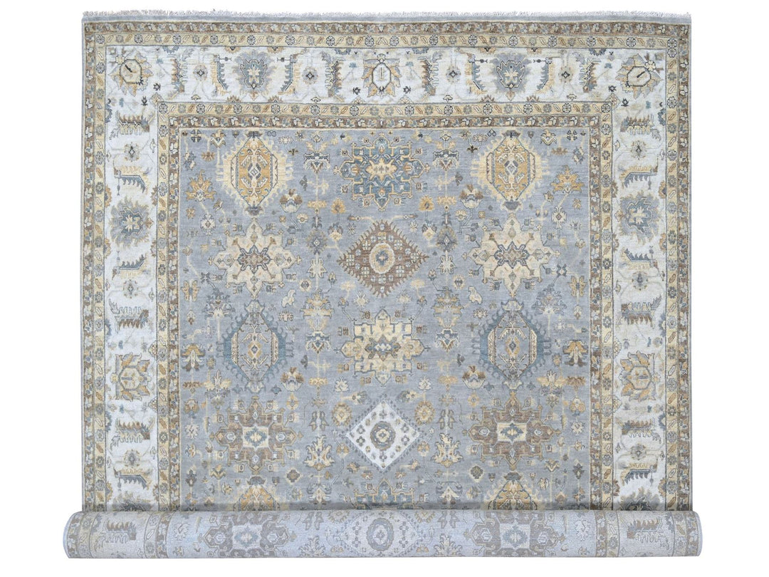 10'1" x 14'2" New Hand Knotted Grey Wool Rectangle Oriental Rug - MOA10210305
