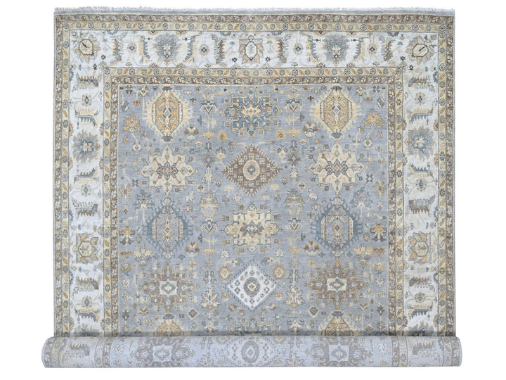 10'1" x 14'2" New Hand Knotted Grey Wool Rectangle Oriental Rug - MOA10210305