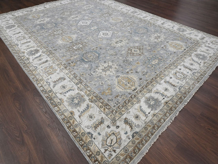 10'1" x 14'2" New Hand Knotted Grey Wool Rectangle Oriental Rug - MOA10210305