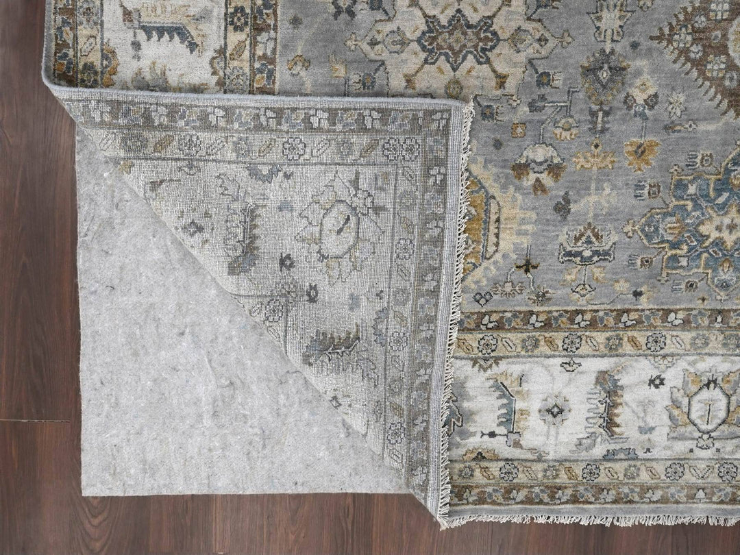 10'1" x 14'2" New Hand Knotted Grey Wool Rectangle Oriental Rug - MOA10210305