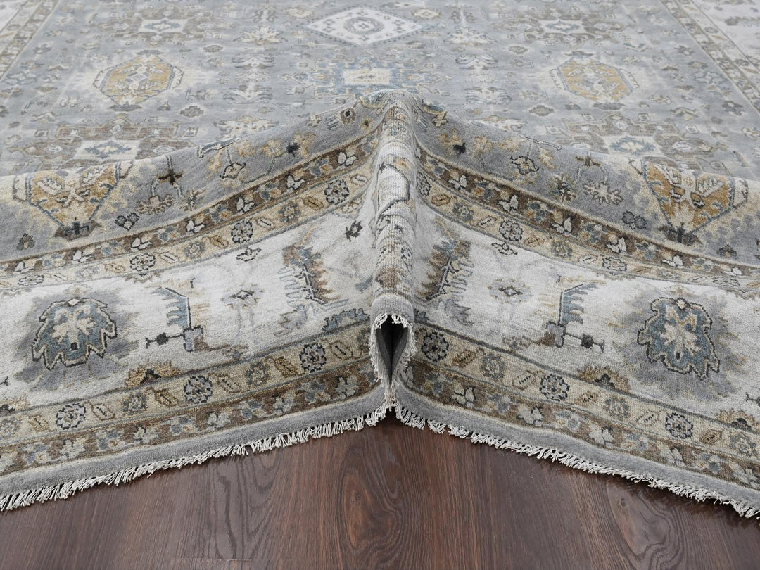 10'1" x 14'2" New Hand Knotted Grey Wool Rectangle Oriental Rug - MOA10210305