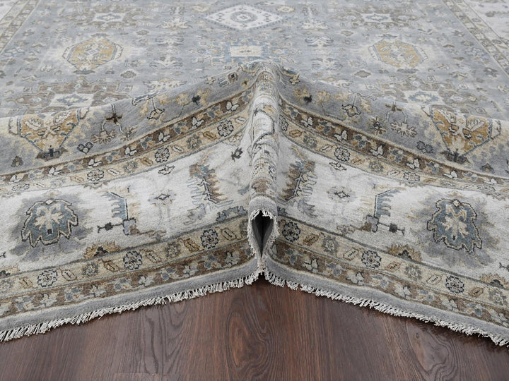 10'1" x 14'2" New Hand Knotted Grey Wool Rectangle Oriental Rug - MOA10210305