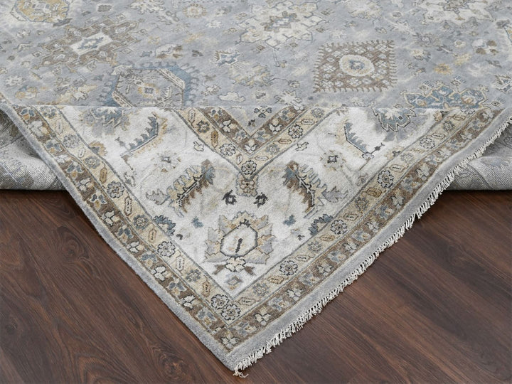 10'1" x 14'2" New Hand Knotted Grey Wool Rectangle Oriental Rug - MOA10210305
