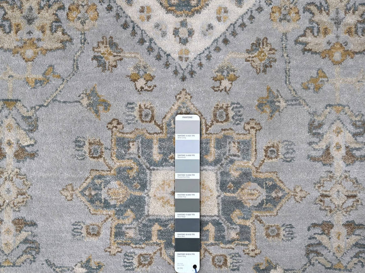 10'1" x 14'2" New Hand Knotted Grey Wool Rectangle Oriental Rug - MOA10210305