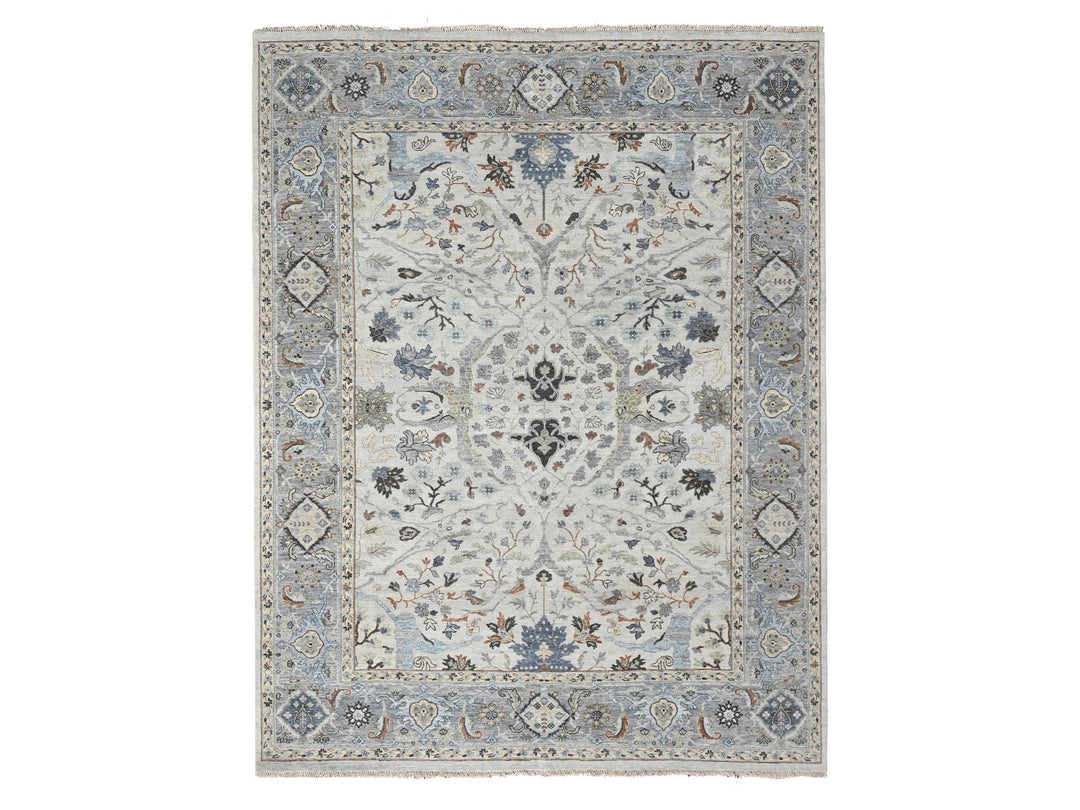 8'0" x 9'10" New Hand Knotted Grey Wool Rectangle Oriental Rug - MOA10210306