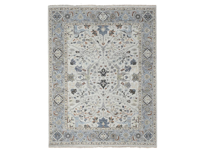 8'0" x 9'10" New Hand Knotted Grey Wool Rectangle Oriental Rug - MOA10210306