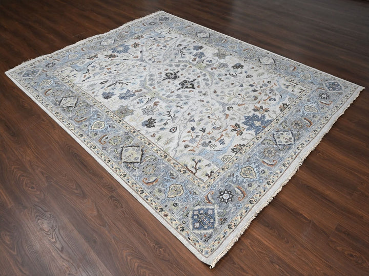8'0" x 9'10" New Hand Knotted Grey Wool Rectangle Oriental Rug - MOA10210306