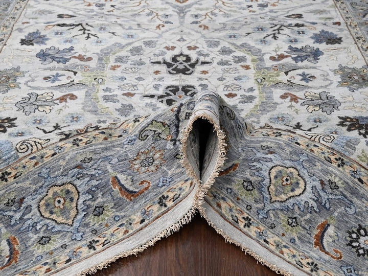 8'0" x 9'10" New Hand Knotted Grey Wool Rectangle Oriental Rug - MOA10210306