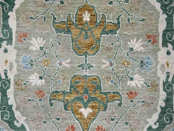 9'0" x 11'10" New Hand Knotted Green Wool Rectangle Oriental Rug - MOA10210310