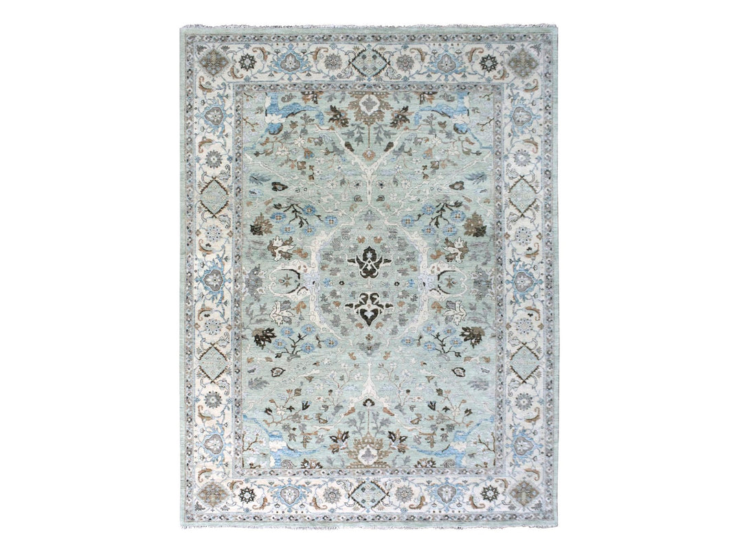 8'10" x 11'9" New Hand Knotted Blue Wool Rectangle Oriental Rug - MOA10210311