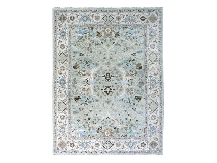 8'10" x 11'9" New Hand Knotted Blue Wool Rectangle Oriental Rug - MOA10210311