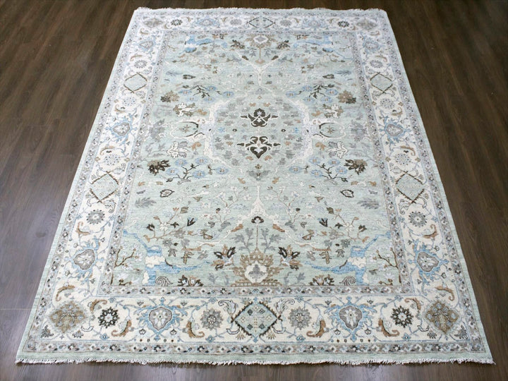 8'10" x 11'9" New Hand Knotted Blue Wool Rectangle Oriental Rug - MOA10210311