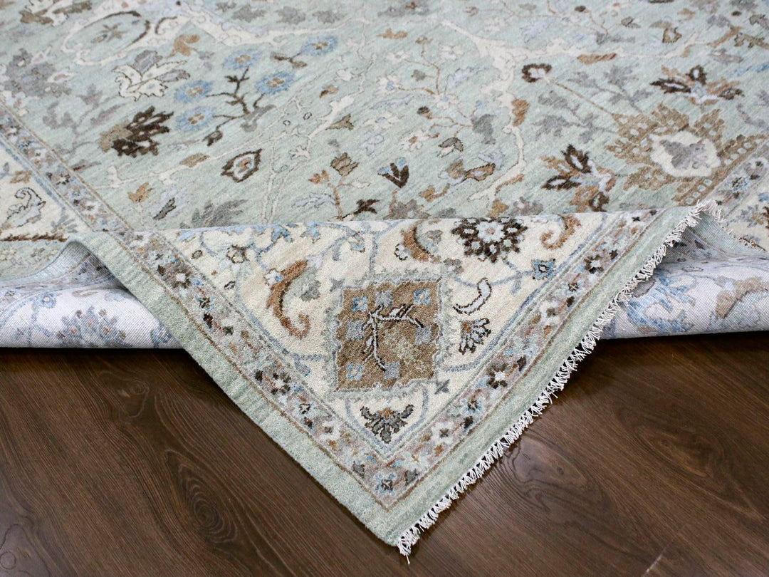8'10" x 11'9" New Hand Knotted Blue Wool Rectangle Oriental Rug - MOA10210311