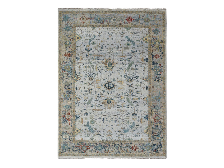 8'10" x 11'10" New Hand Knotted Grey Wool Rectangle Oriental Rug - MOA10210312