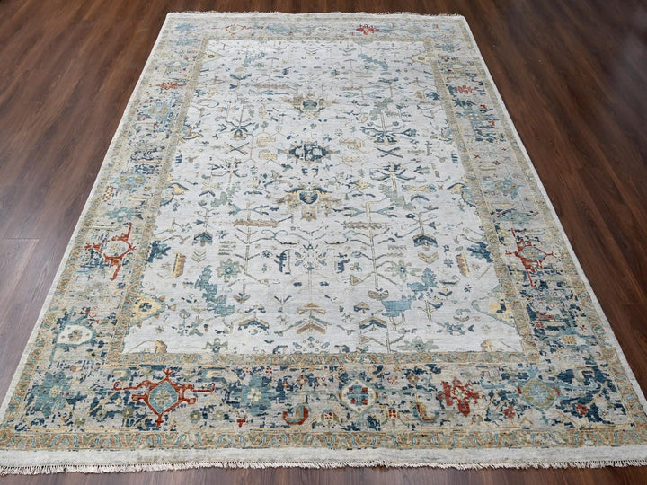 8'10" x 11'10" New Hand Knotted Grey Wool Rectangle Oriental Rug - MOA10210312