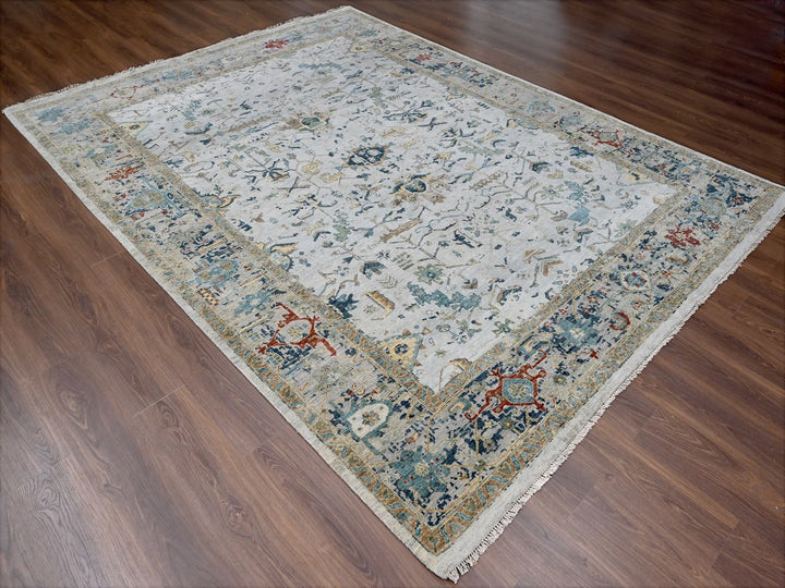 8'10" x 11'10" New Hand Knotted Grey Wool Rectangle Oriental Rug - MOA10210312