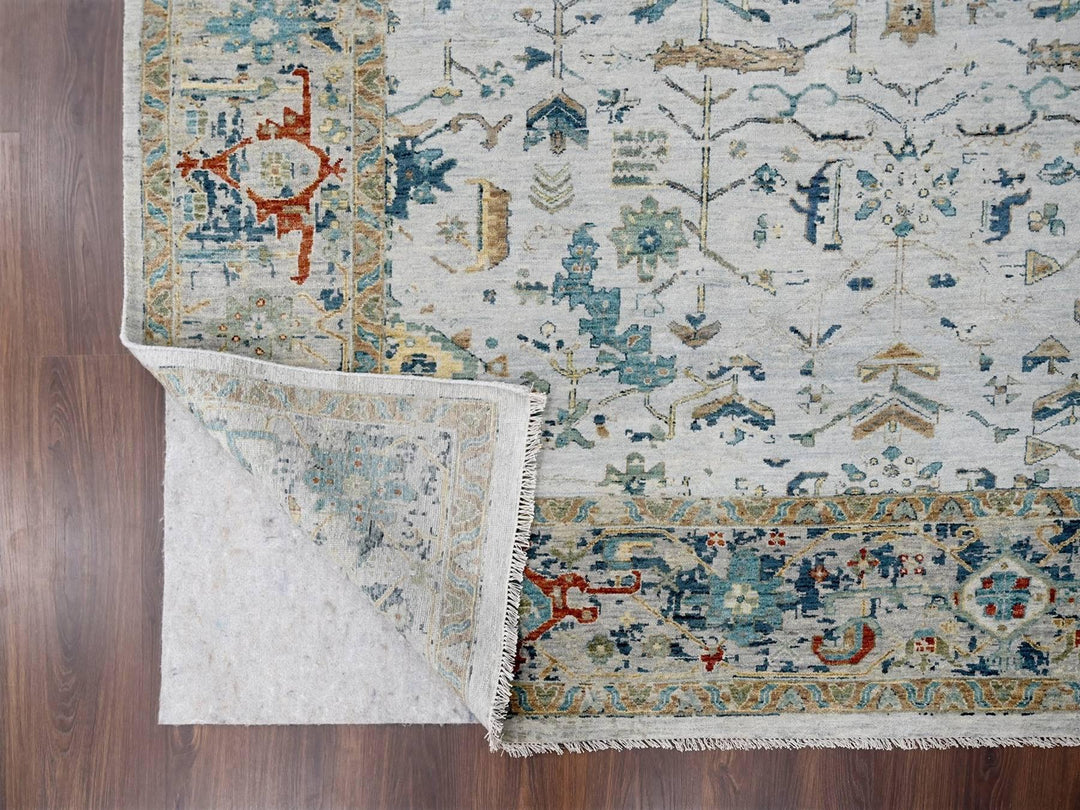 8'10" x 11'10" New Hand Knotted Grey Wool Rectangle Oriental Rug - MOA10210312