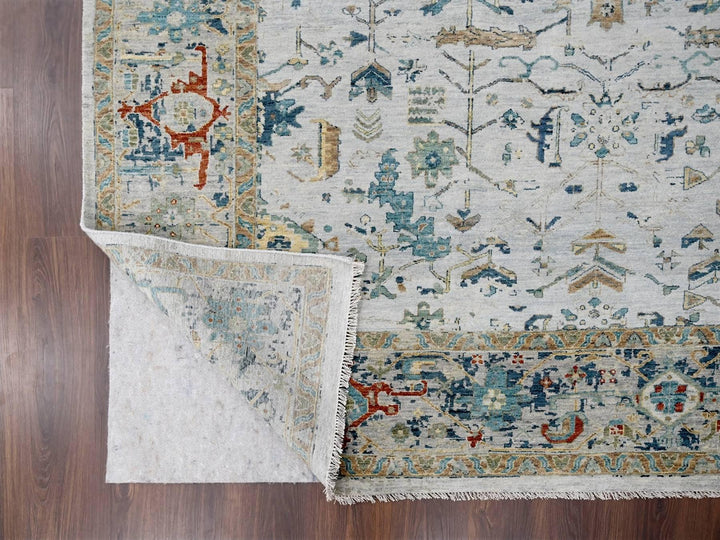 8'10" x 11'10" New Hand Knotted Grey Wool Rectangle Oriental Rug - MOA10210312