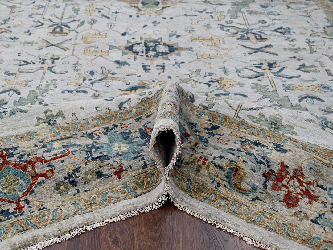 8'10" x 11'10" New Hand Knotted Grey Wool Rectangle Oriental Rug - MOA10210312