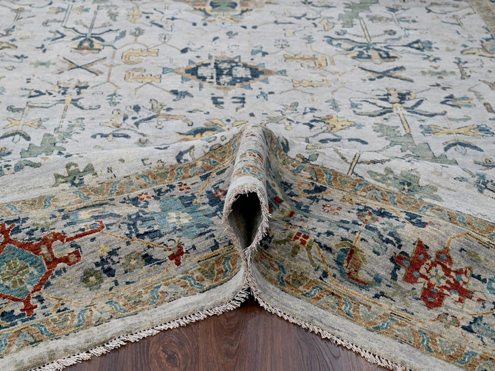 8'10" x 11'10" New Hand Knotted Grey Wool Rectangle Oriental Rug - MOA10210312