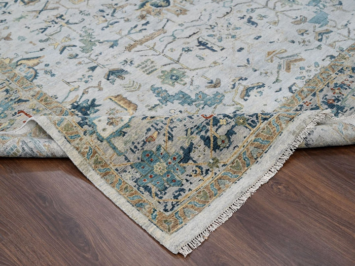 8'10" x 11'10" New Hand Knotted Grey Wool Rectangle Oriental Rug - MOA10210312