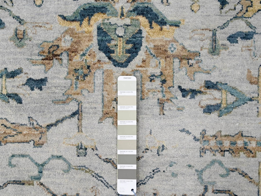 8'10" x 11'10" New Hand Knotted Grey Wool Rectangle Oriental Rug - MOA10210312